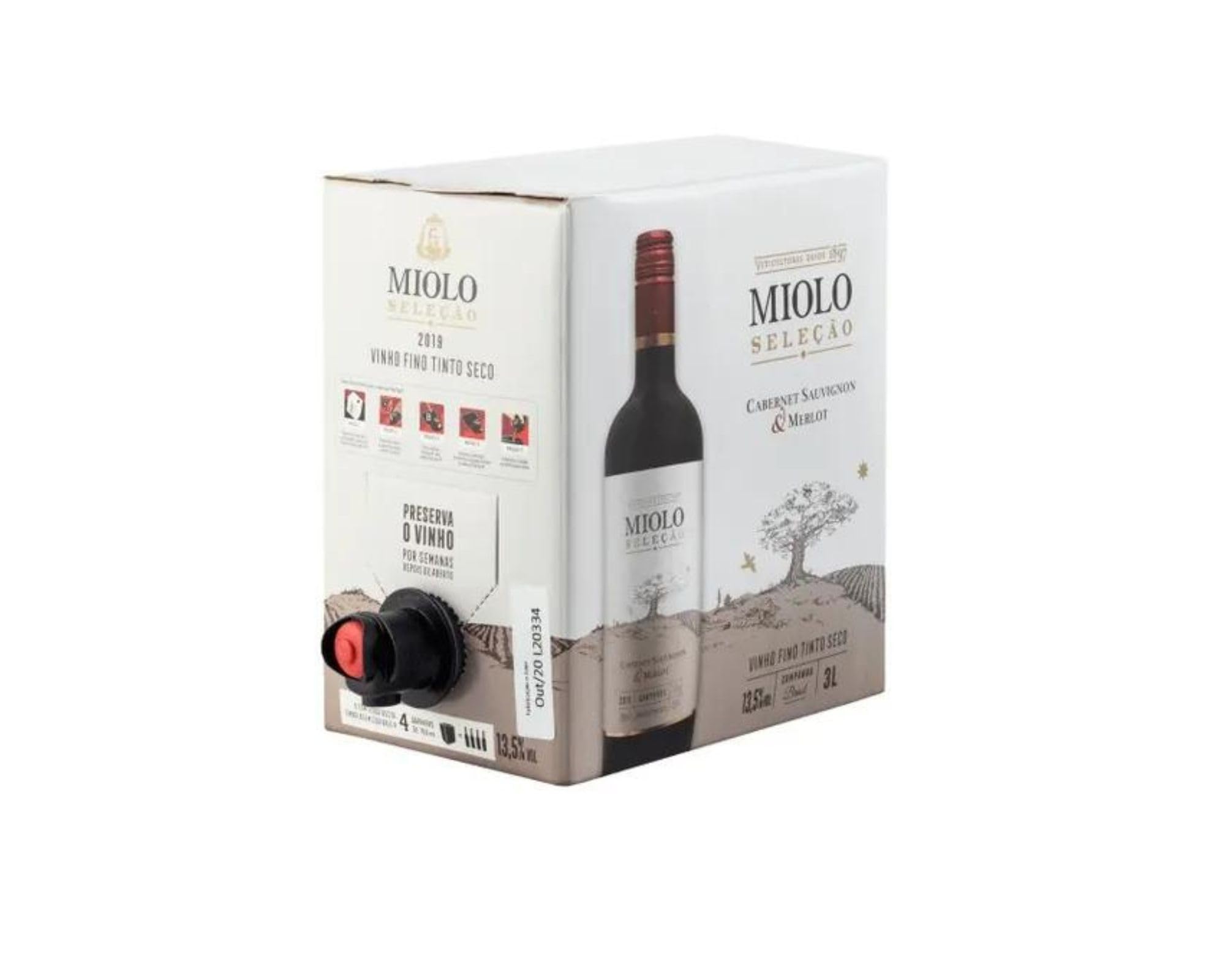 Vinho Miolo Seleção Tinto Seco Cabernet/Merlot BIB 3 x 3 L